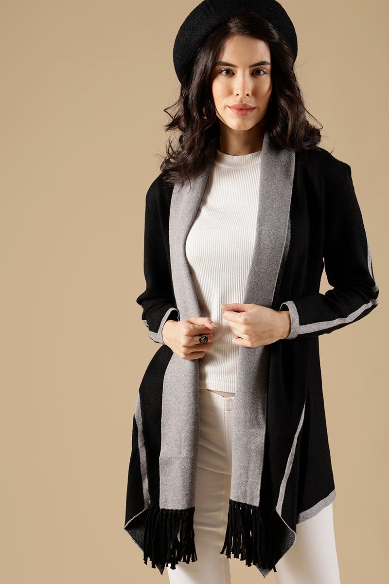 Black Regular Fit Acrylic Cape