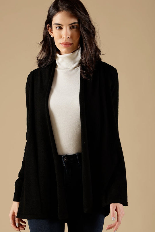 Black Regular Fit Acrylic Short Cardigan