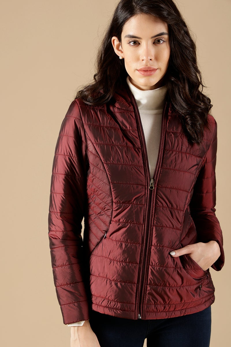 Burgandy Regular Fit Poleyster Jackets