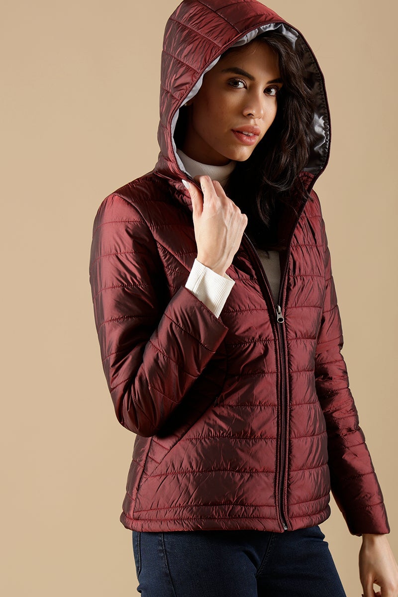 Burgandy Regular Fit Poleyster Jackets