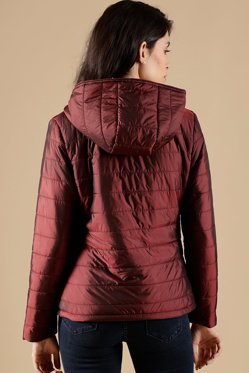 Burgandy Regular Fit Poleyster Jackets