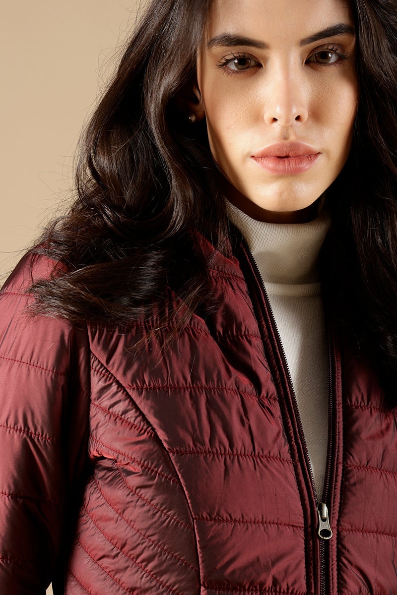 Burgandy Regular Fit Poleyster Jackets