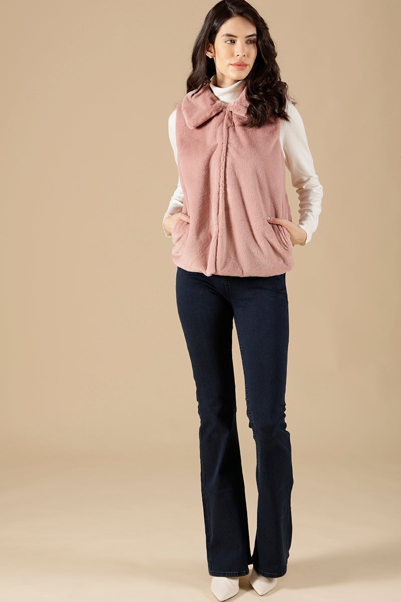 Blush Pink Regular Fit Poleyster Jackets