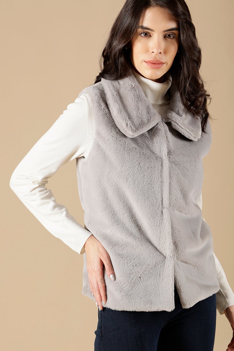 Grey Regular Fit Poleyster Jackets