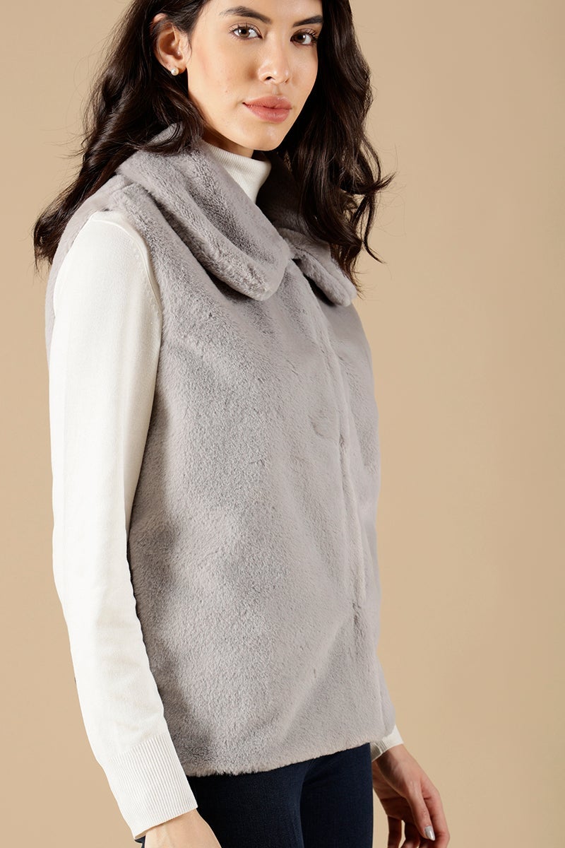 Grey Regular Fit Poleyster Jackets