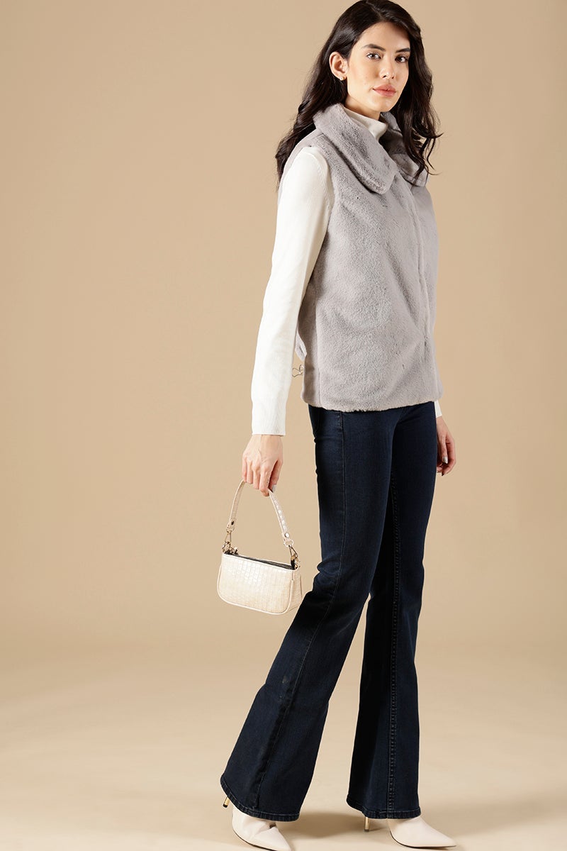 Grey Regular Fit Poleyster Jackets