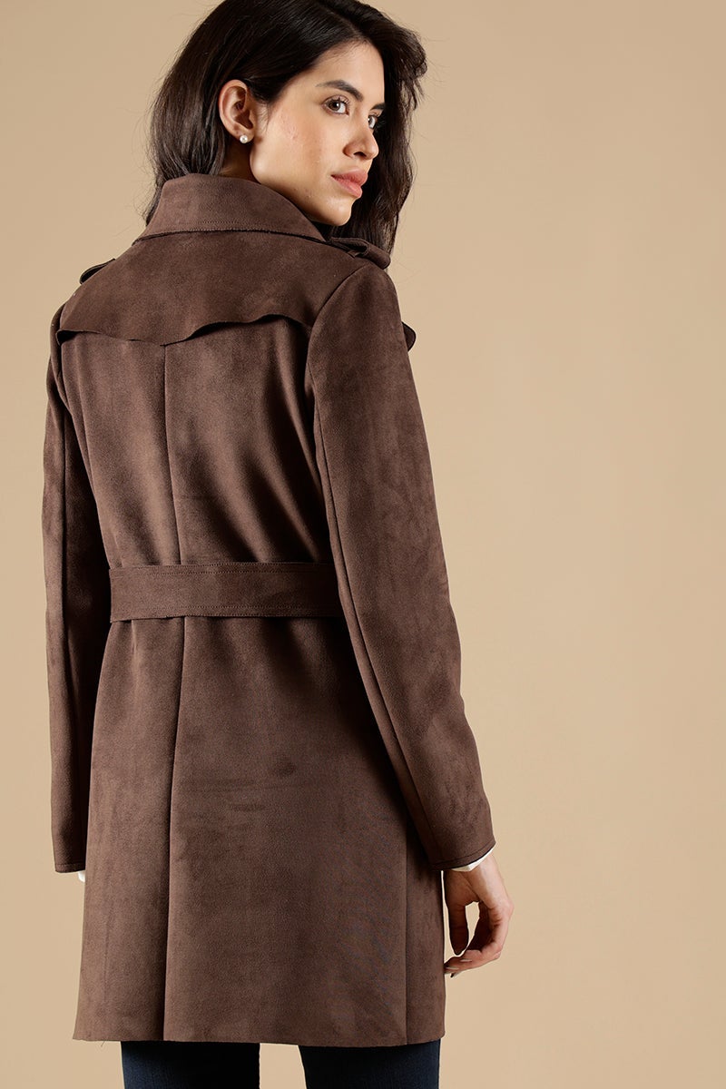 Dark Grey Regular Fit Suede Jackets