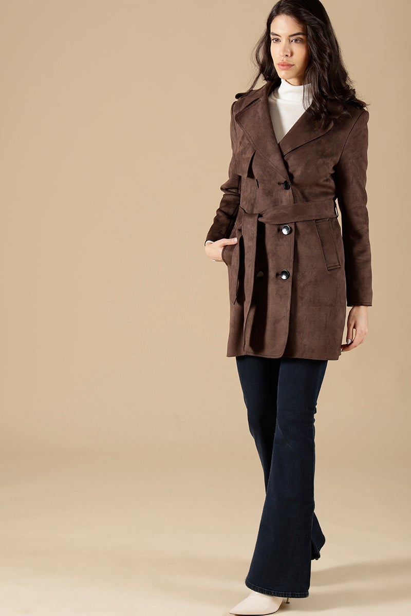 Dark Grey Regular Fit Suede Jackets