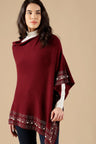 Wine Regular Fit Acrylic Poncho