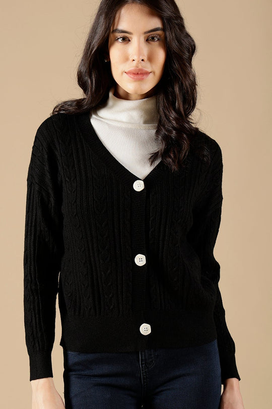 Black Regular Fit Acrylic Sweaters