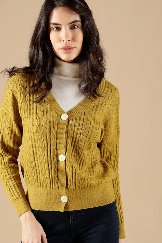 Mustard Regular Fit Acrylic Sweaters