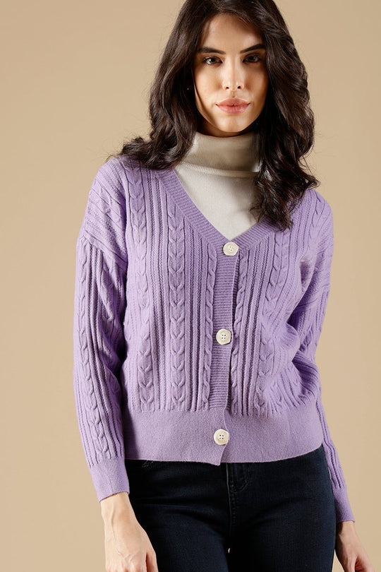 Purple Regular Fit Acrylic Sweaters