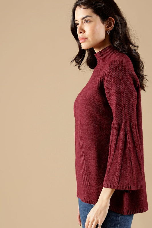 Wine Regular Fit Acrylic Sweaters