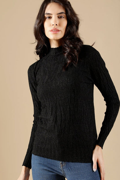 Black Regular Fit Acrylic Sweaters