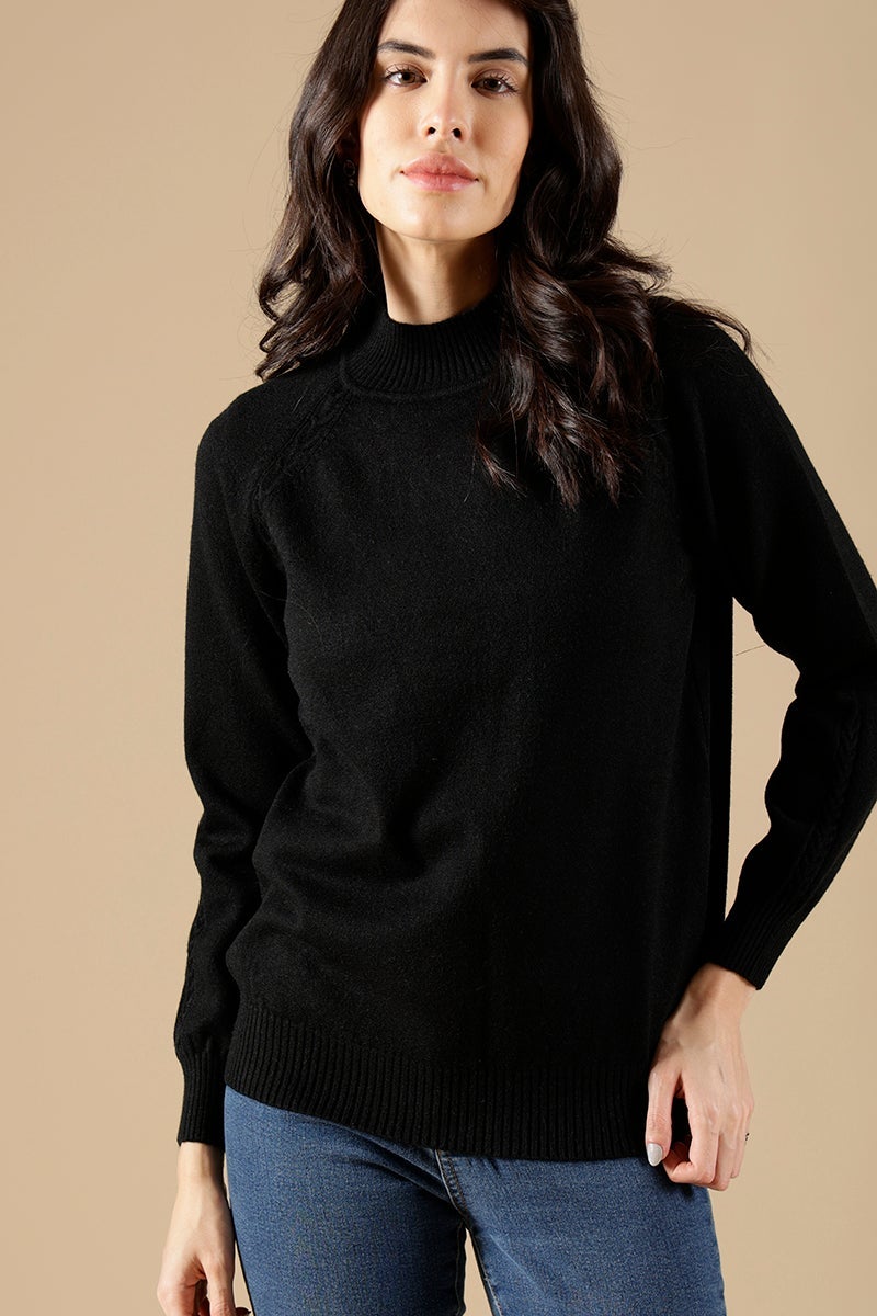 Black Regular Fit Acrylic Sweaters