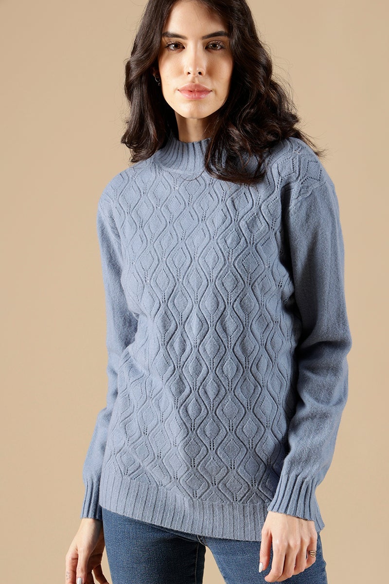 Blue Regular Fit Acrylic Sweaters