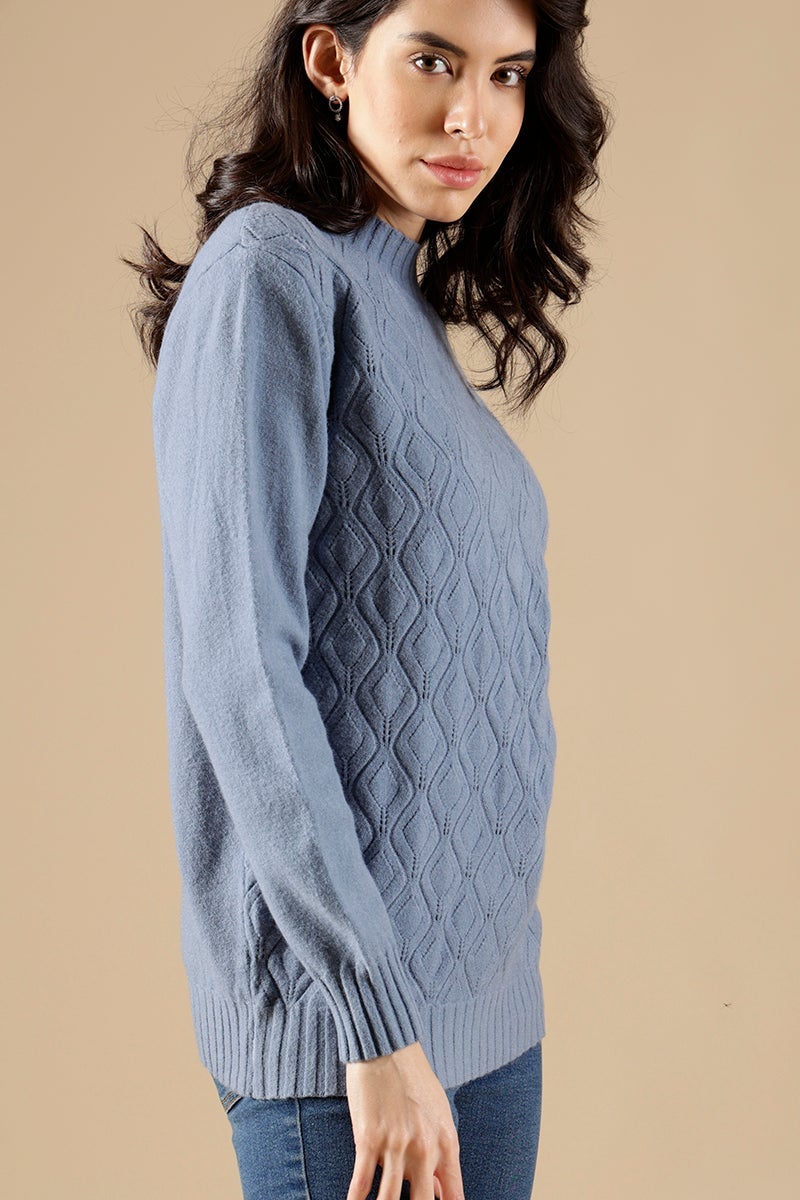 Blue Regular Fit Acrylic Sweaters