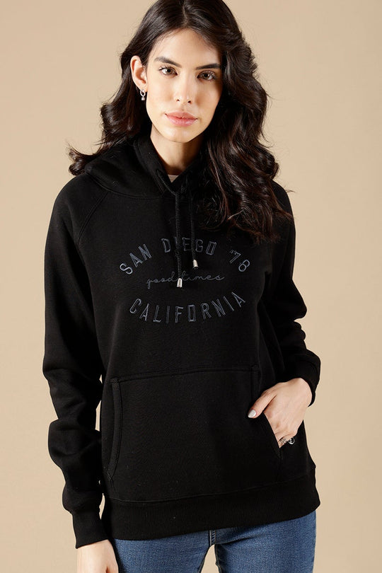 Black Regular Fit Cotton/Poly Sweat Shirt