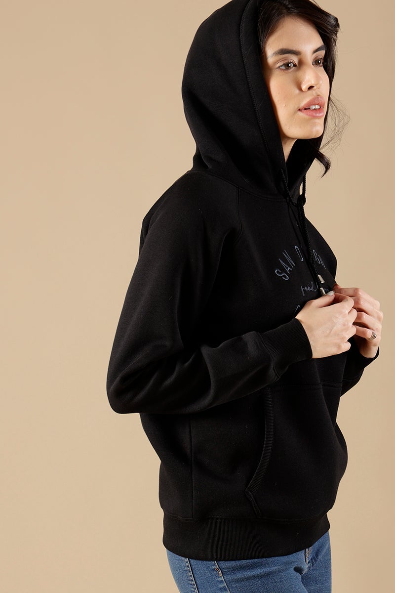 Black Regular Fit Cotton/Poly Sweat Shirt