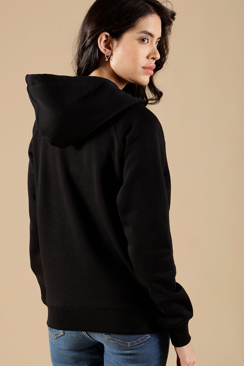 Black Regular Fit Cotton/Poly Sweat Shirt