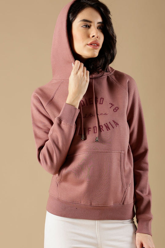 Dusky Pink Regular Fit Cotton/Poly Sweat Shirt