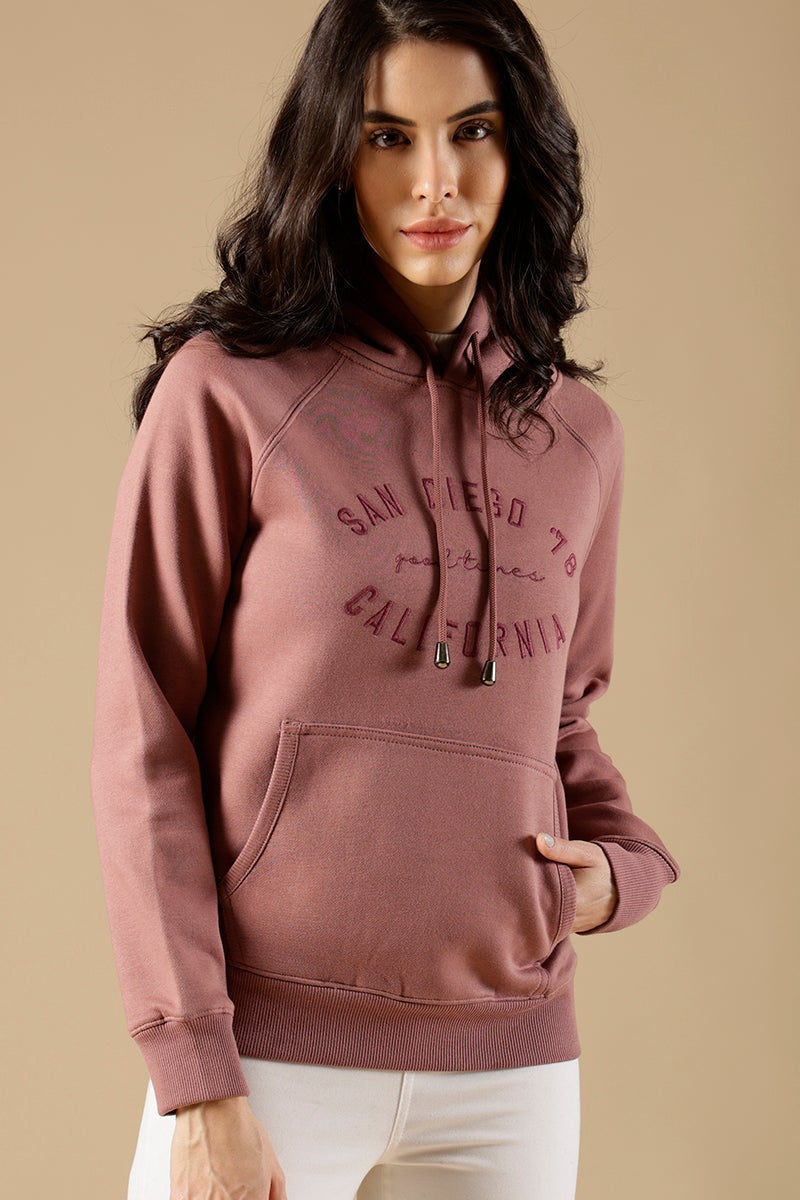 Dusky Pink Regular Fit Cotton/Poly Sweat Shirt