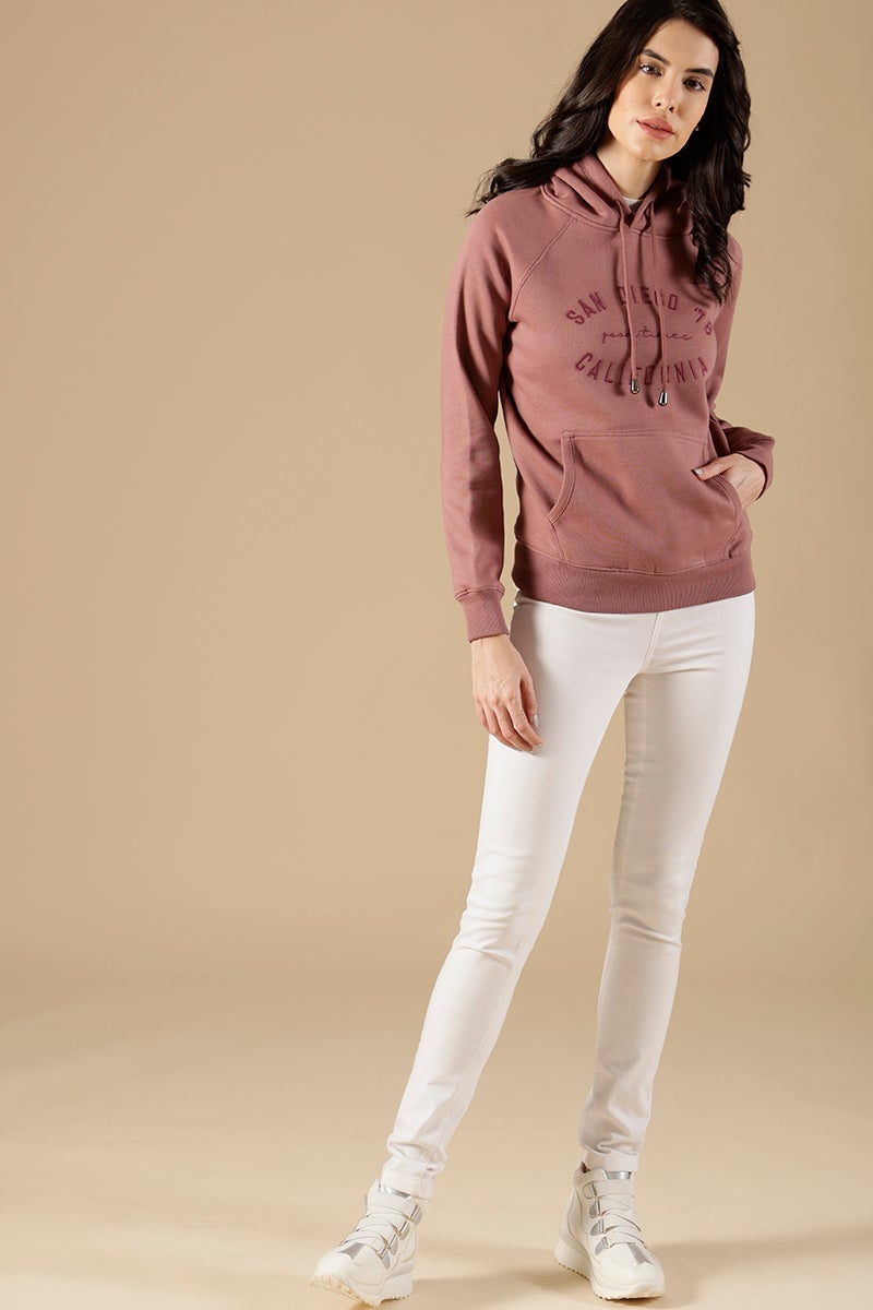 Dusky Pink Regular Fit Cotton/Poly Sweat Shirt