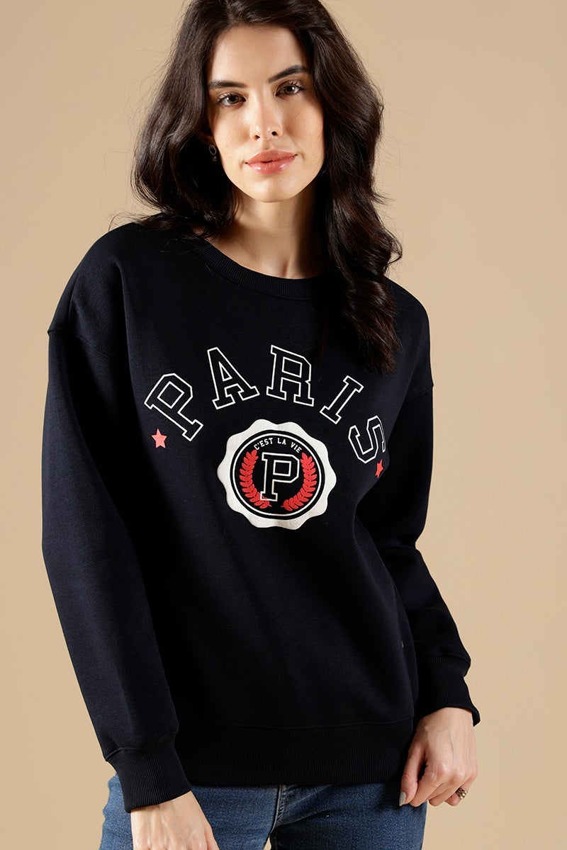 French Navy Regular Fit Cotton/Poly Sweat Shirt