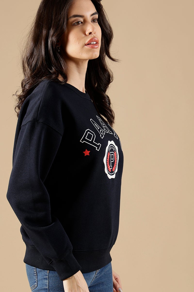 French Navy Regular Fit Cotton/Poly Sweat Shirt