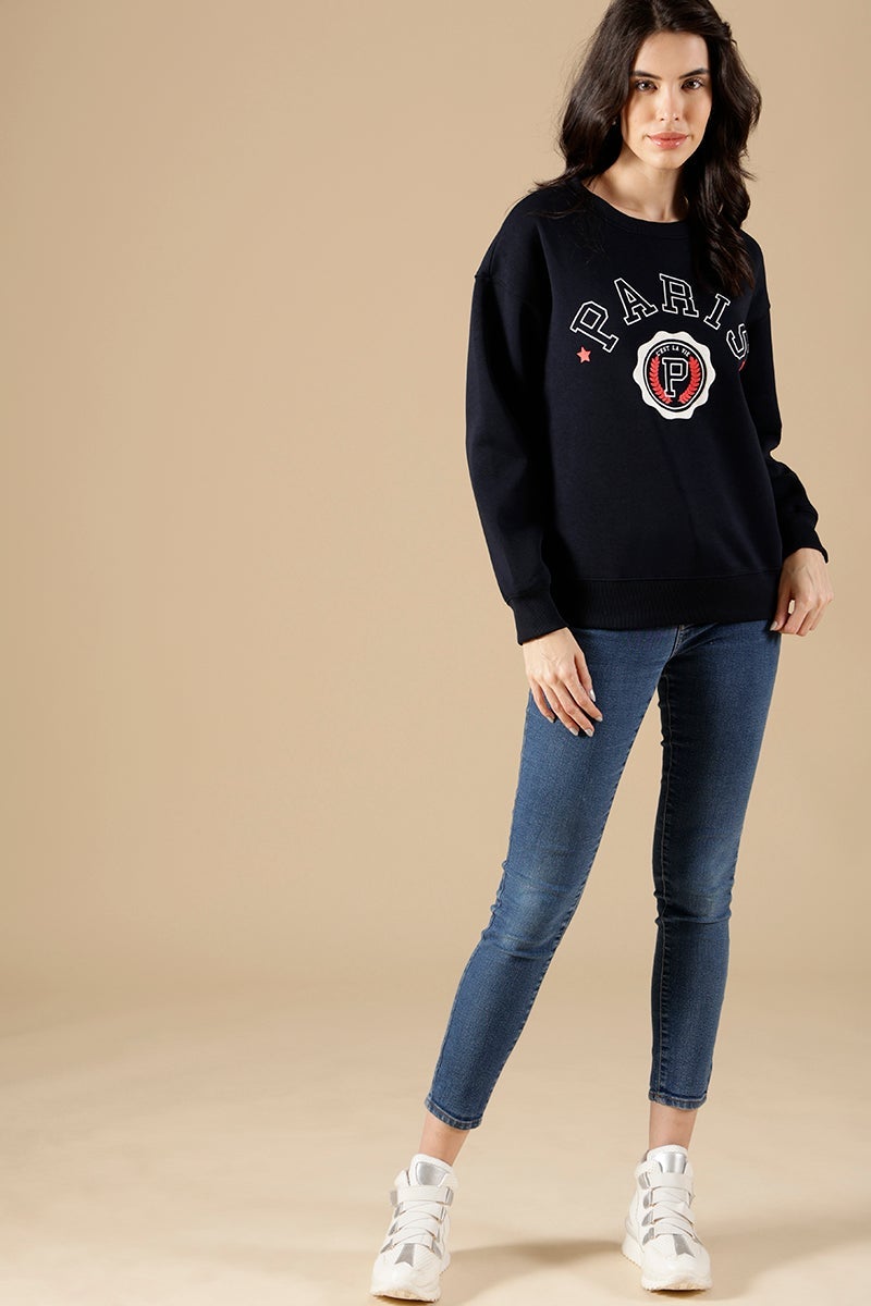 French Navy Regular Fit Cotton/Poly Sweat Shirt