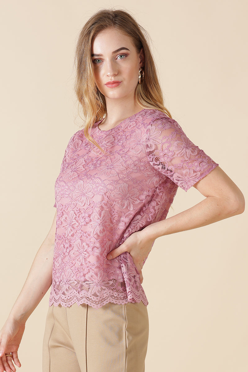 Gipsy Onion Pink Net Fabric Blouse