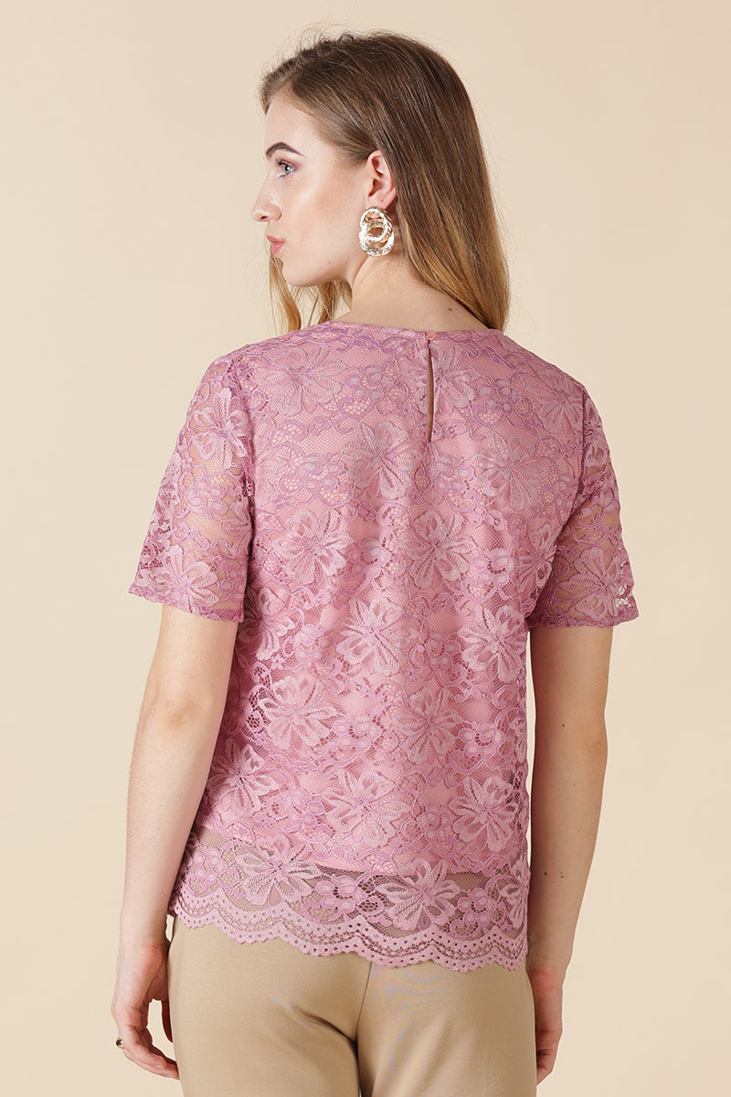 Gipsy Onion Pink Net Fabric Blouse