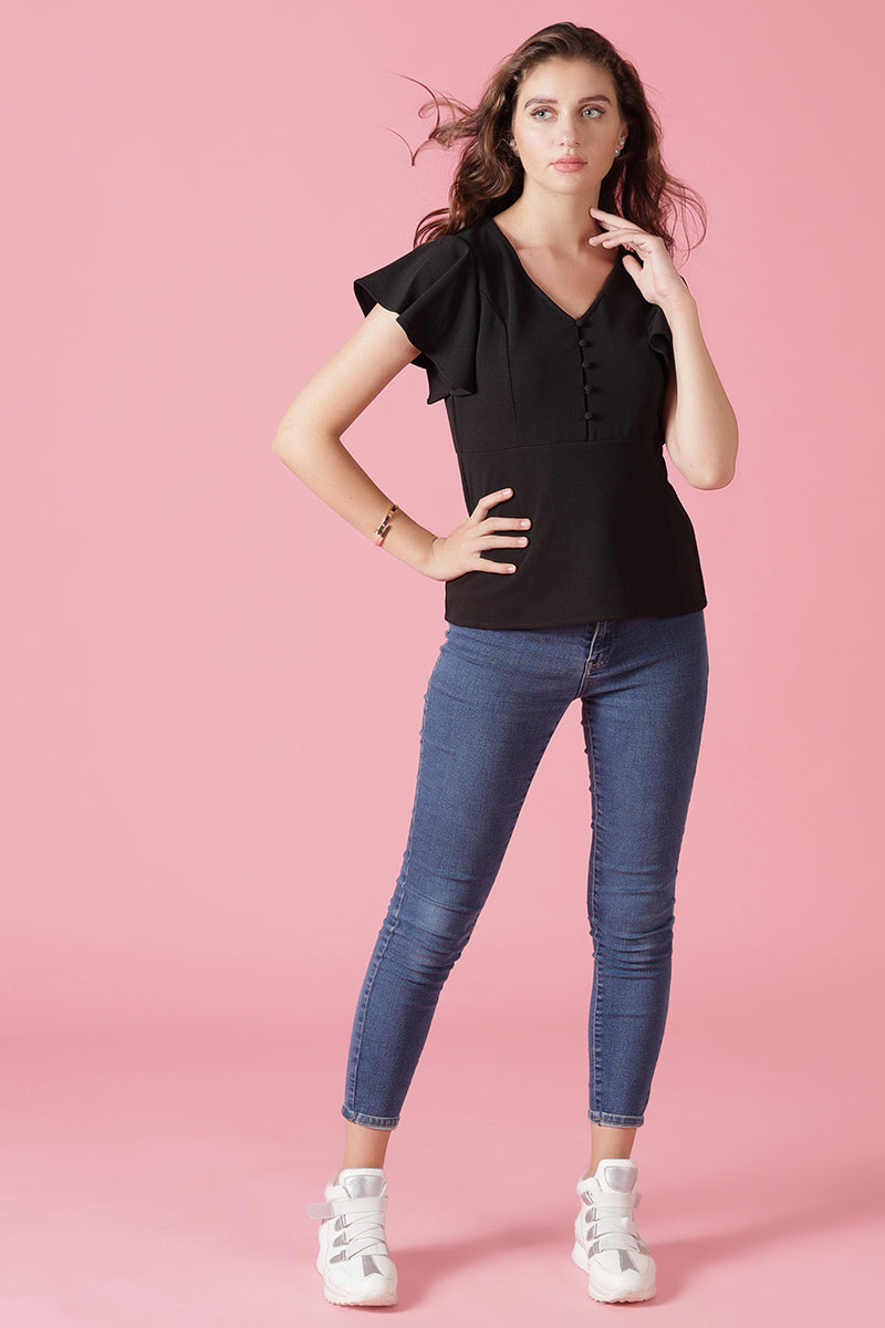 Gipsy Black Knit Blouse
