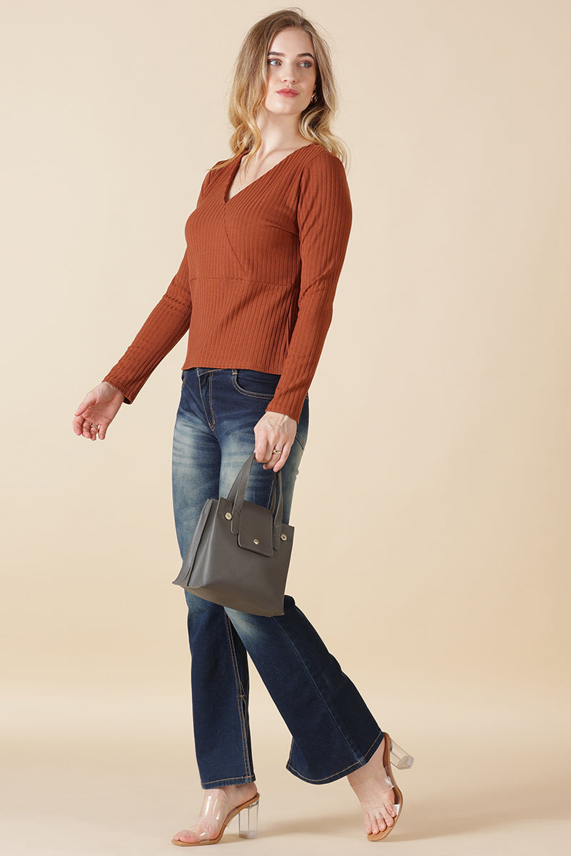 Gipsy Tan Poly Knit Blouse