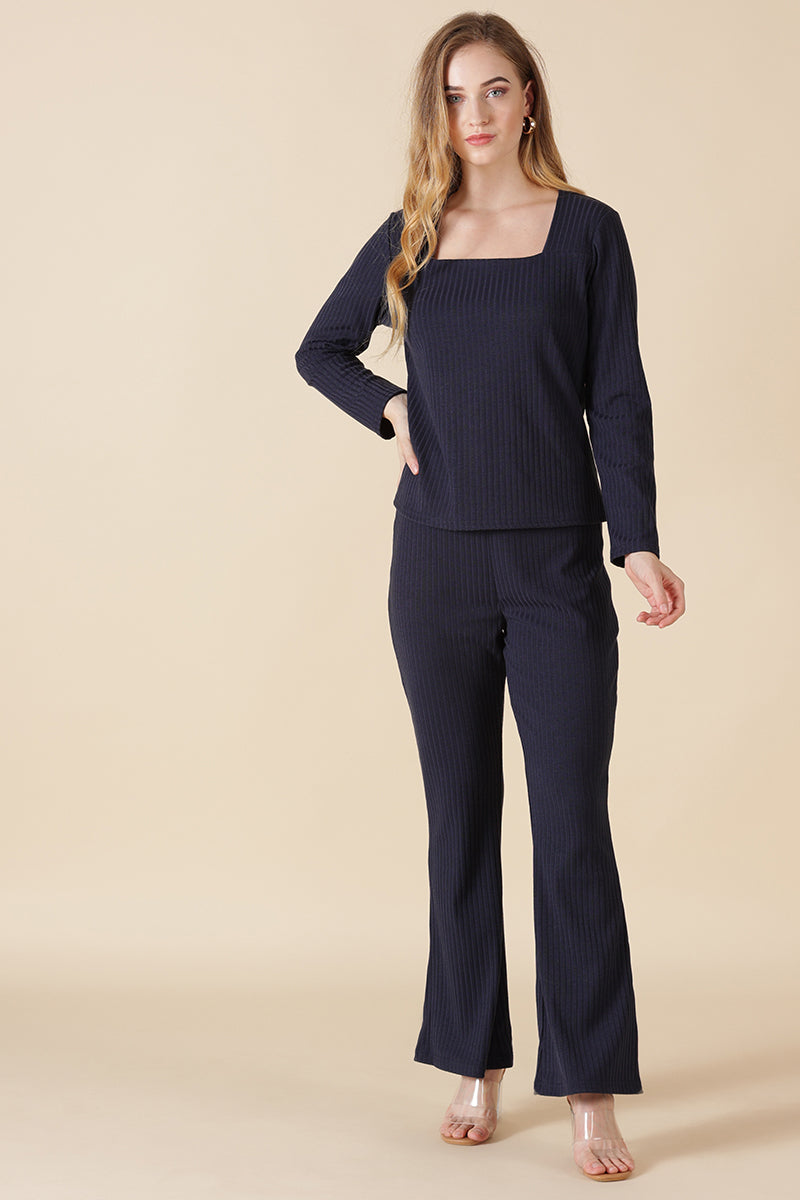 Gipsy Navy Poly Knit Blouse