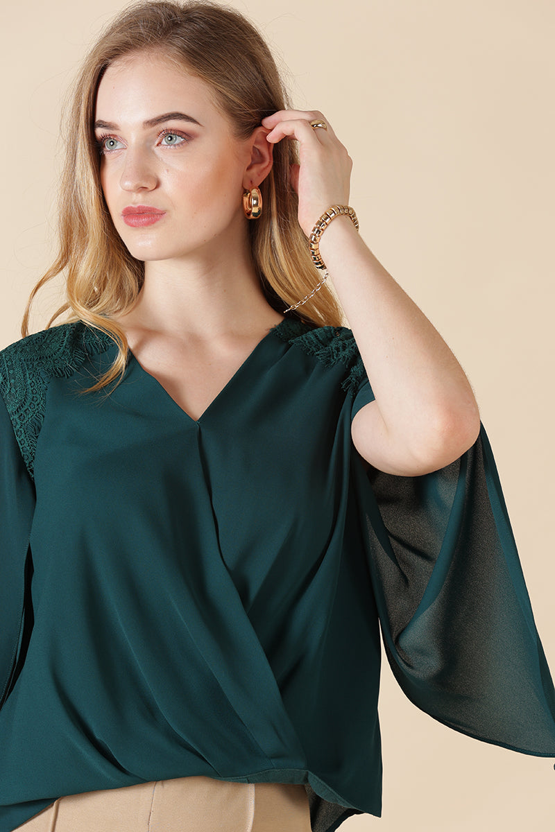 Gipsy Bottle Green polyester Blouse