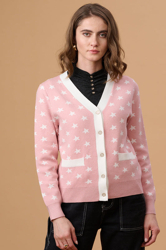Gipsy Pink Acrylic Short Cardigan