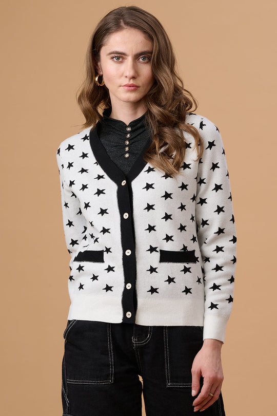 Gipsy White Acrylic Short Cardigan