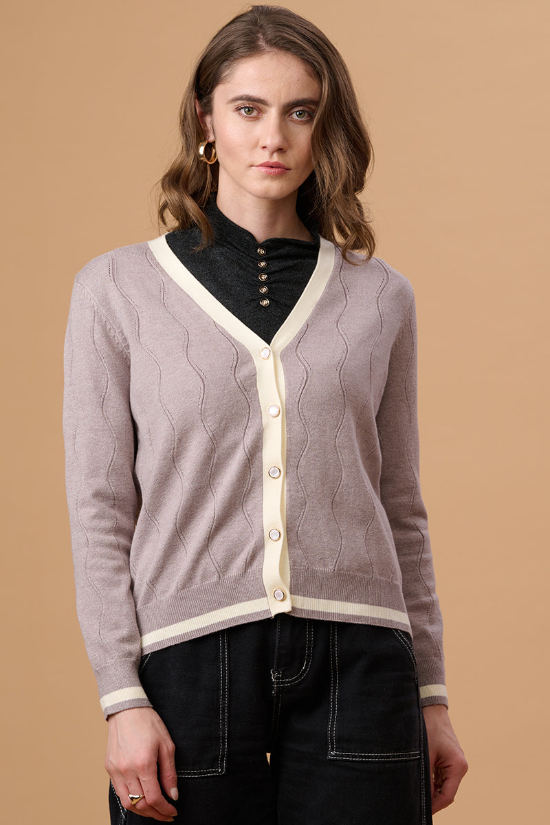 Gipsy khaki Acrylic Short Cardigan