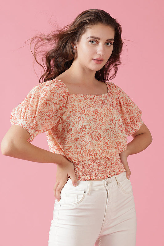Gipsy Orange Georgette Crop