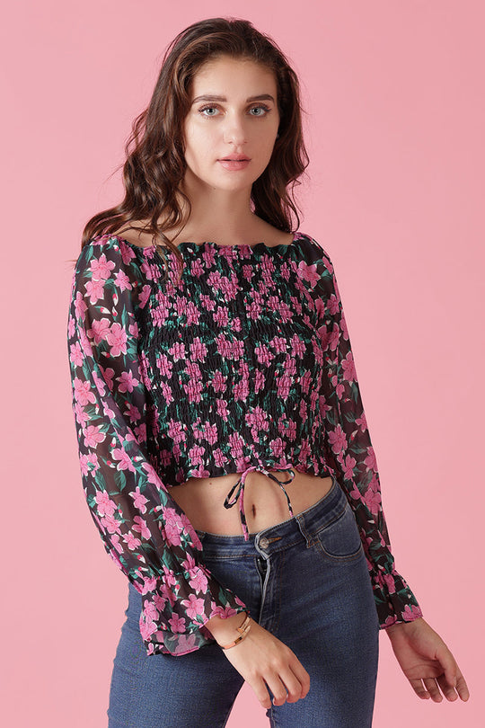 Gipsy Black Georgette Crop