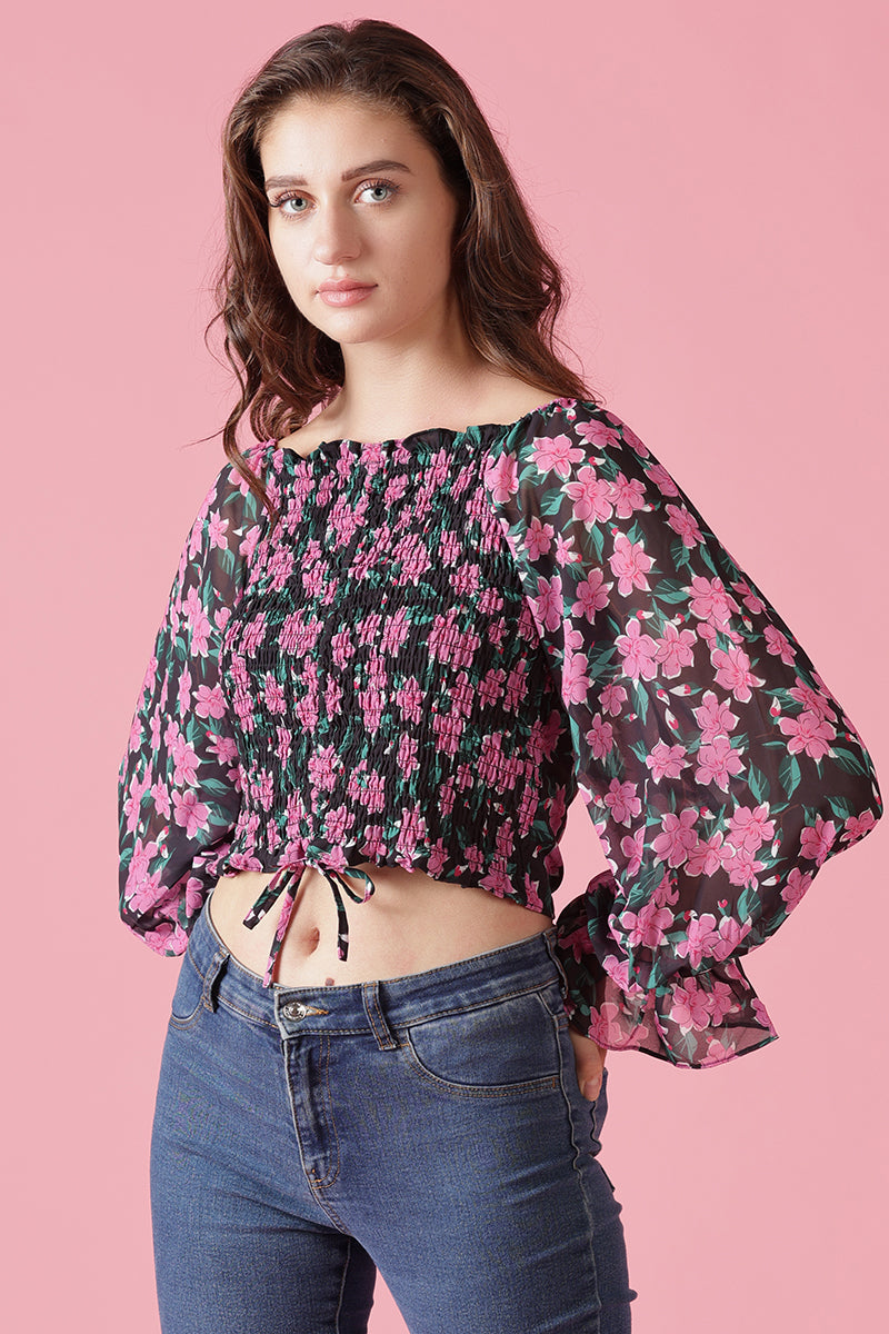 Gipsy Black Georgette Crop