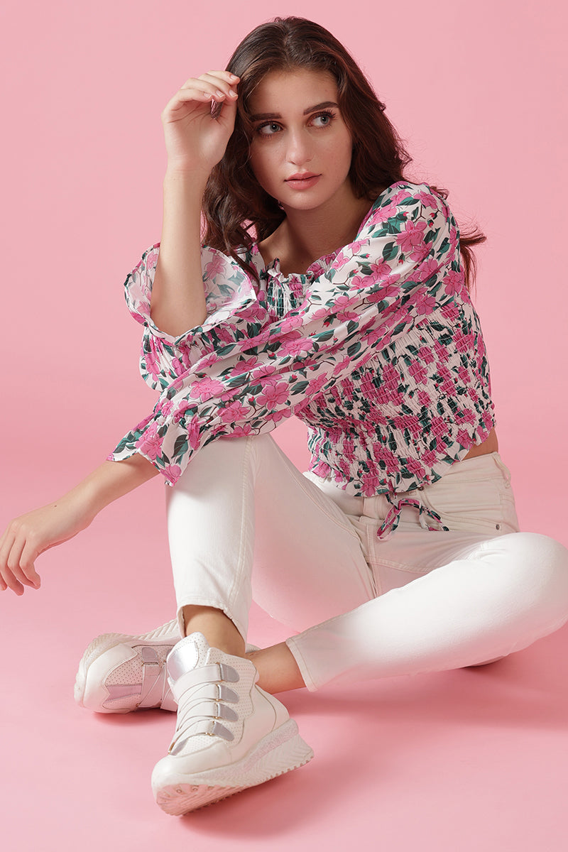 Gipsy White Georgette Crop