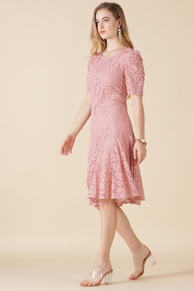 pink net dress Andaaz Fashion Women's Dusty Pink Net Embroidered Gown
