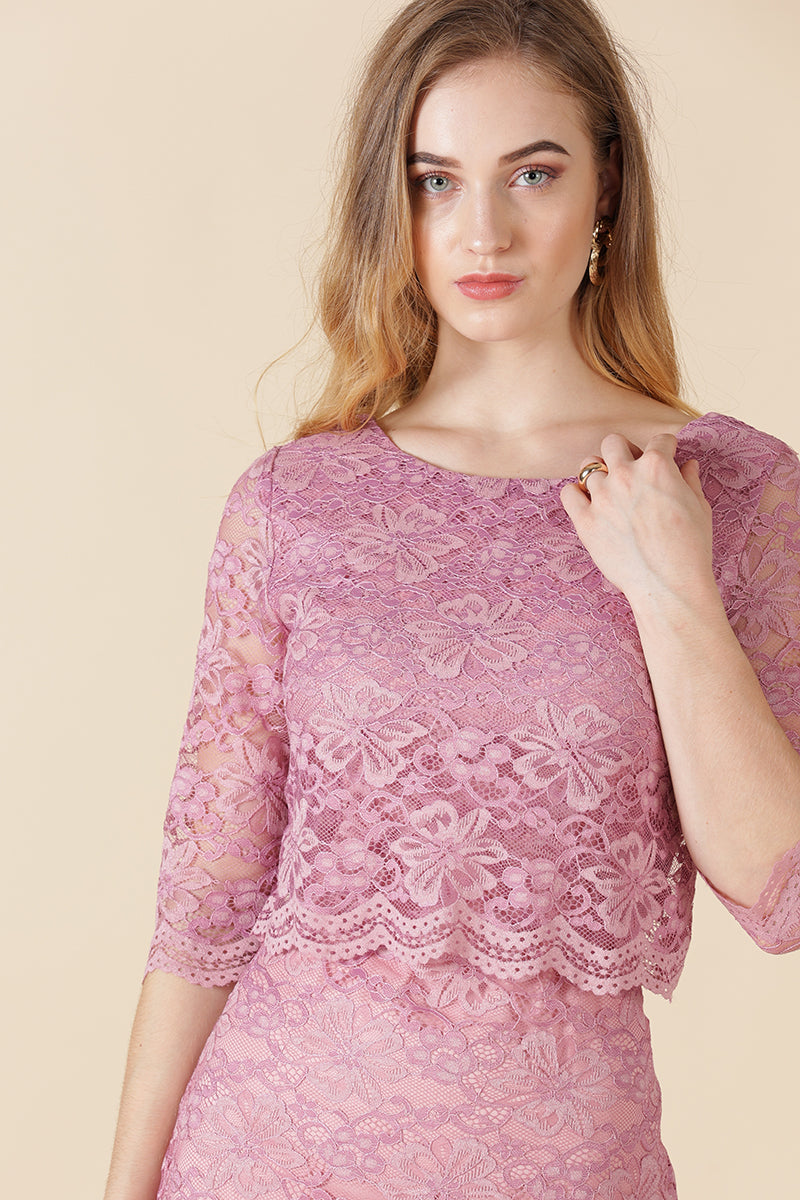 Gipsy Onion Pink Net Fabric Dress