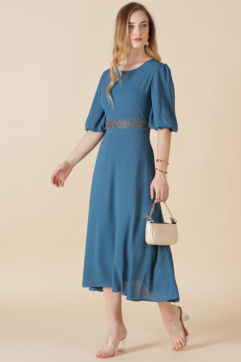 Gipsy Sage Blue Polyester Dress