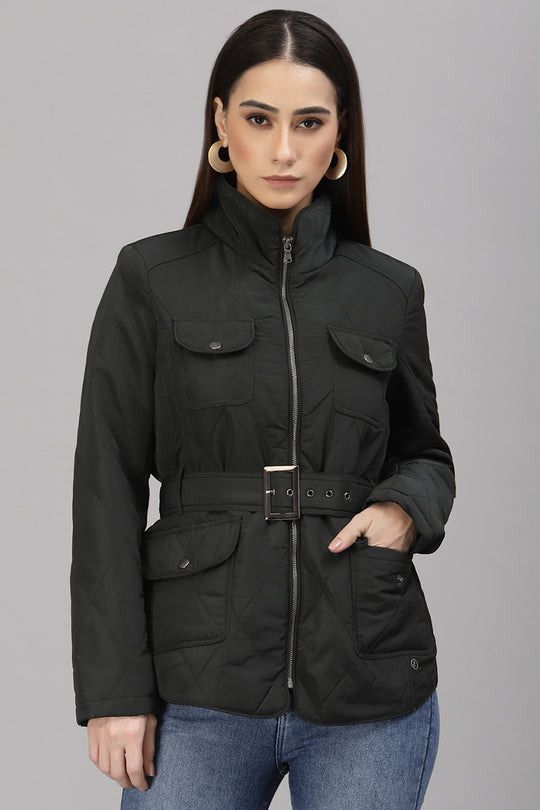 Gipsy Bottle Green Polyester Jacket