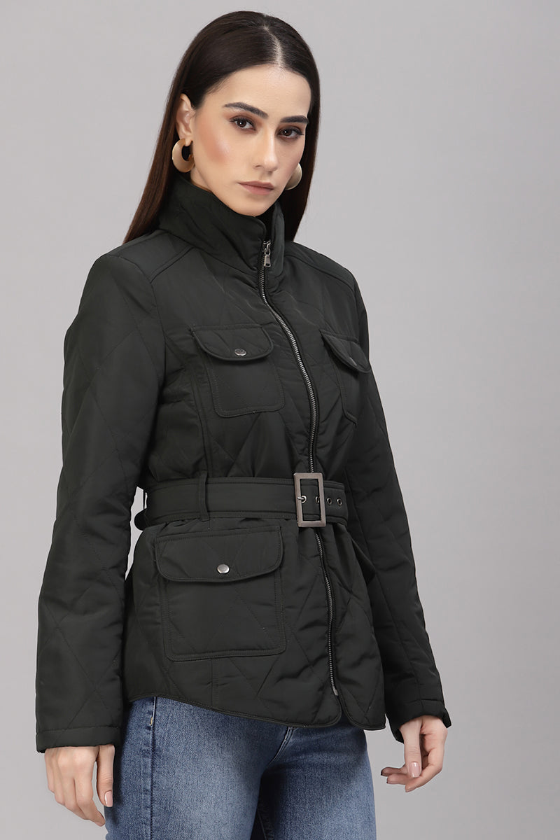 Gipsy Bottle Green Polyester Jacket