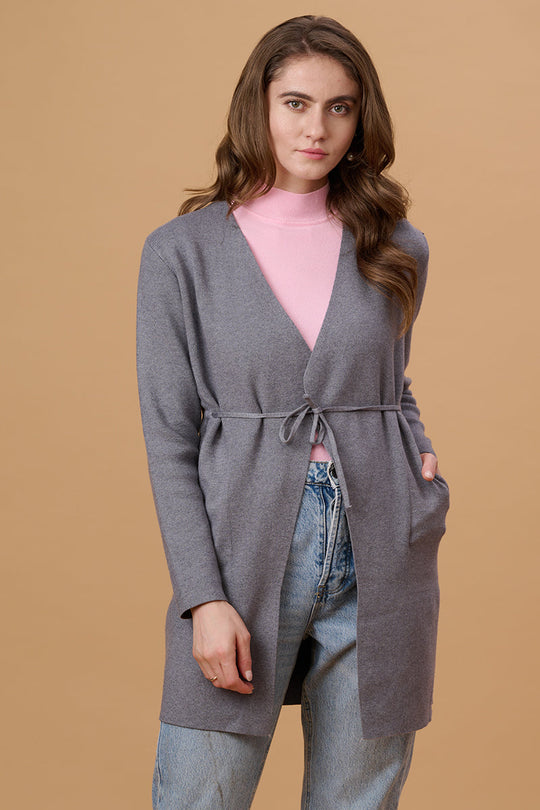 Gipsy Grey Acrylic Long Cardigan