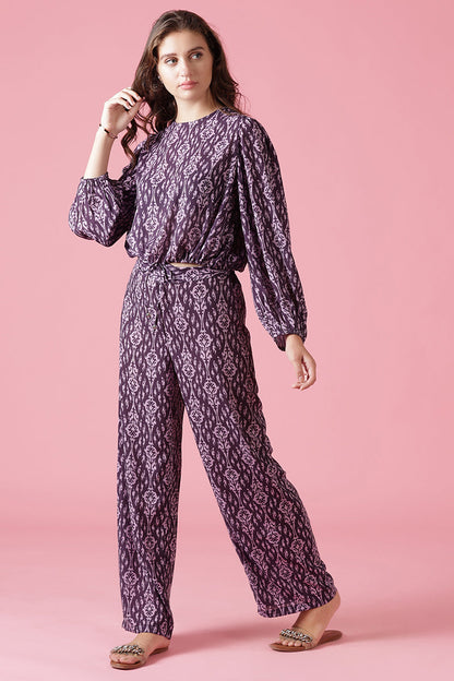 Gipsy Wine Georgette Co-Ord Top